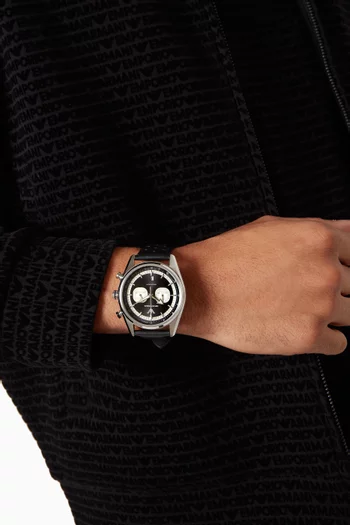 Racer Chronograph Leather Watch, 42mm