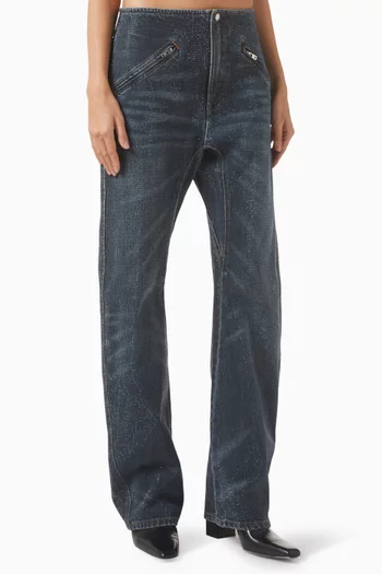 Crystal-hotfix Jeans in Denim