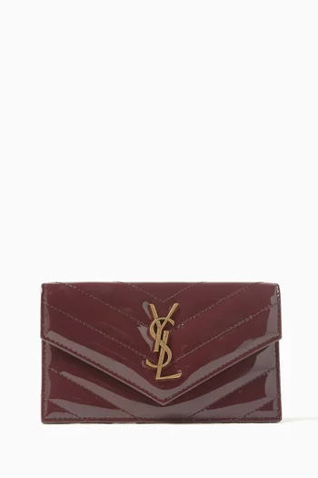 Cassandre Matelassé Fragments Flap Card Case in Patent Leather