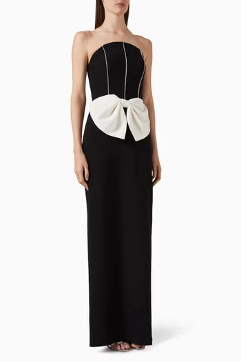 Crystal-embellished Bow Gown in Crepe