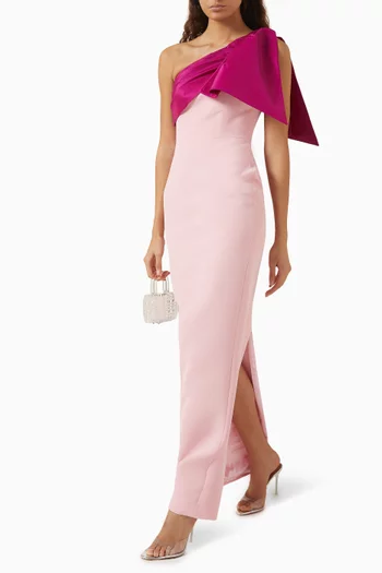 One-shoulder Gown in Crepe