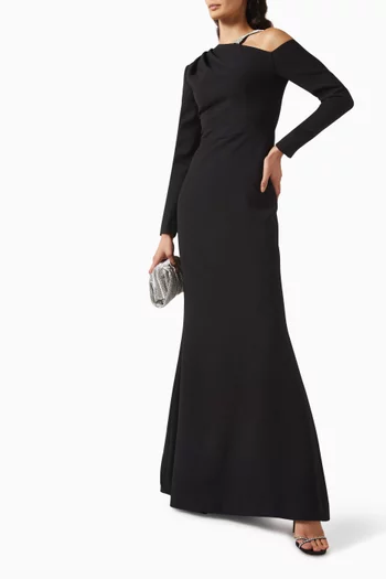 Crystal-embellished Strap Gown in Crepe