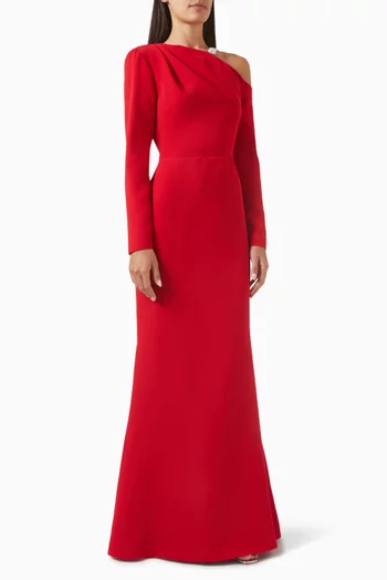 Crystal-embellished Strap Gown in Crepe