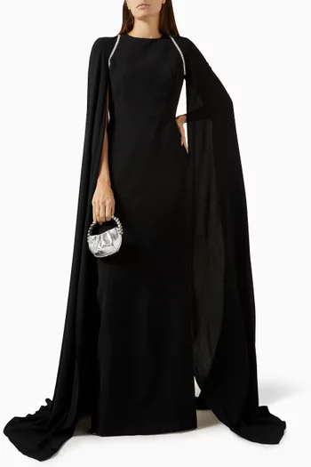 Crystal-embellished Cape Gown