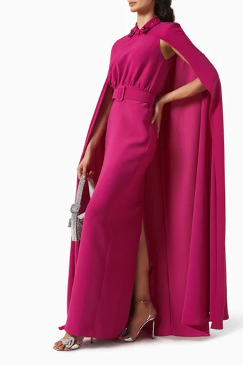 Bead-embellished Cape Gown