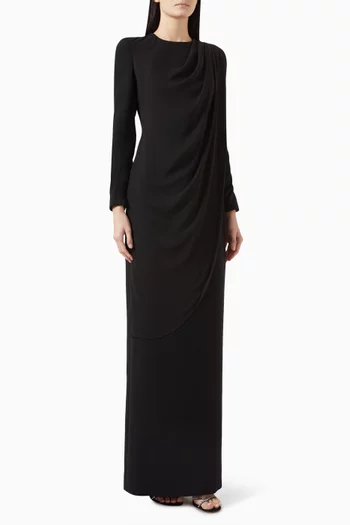 Draped Long-sleeve Gown