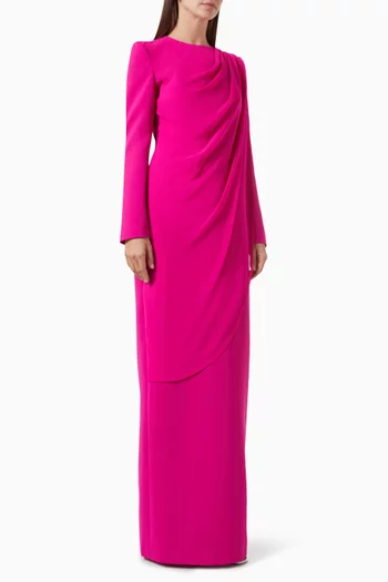 Draped Long-sleeve Gown