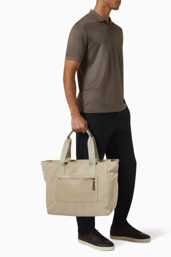 Medium Shopper Tote Bag in Nylon & Pebbled Leather
