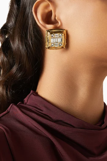 Jeanne Crystal Earrings in Gold-tone Metal