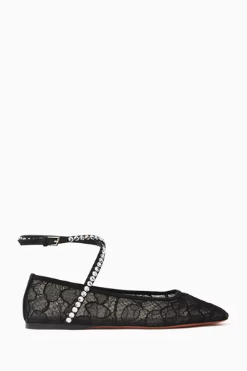 Ane Crystal-embellished Ballet Flats in Lace