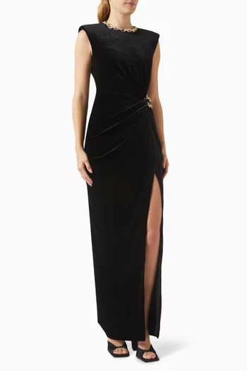 Embellished Maxi Dress in Velvet
