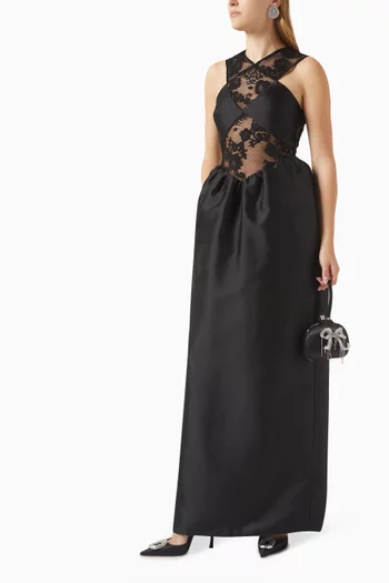 Lace Maxi Dress in Taffeta