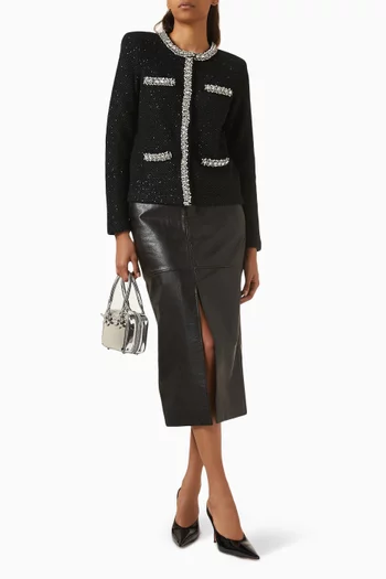 Belted Midi Skirt in Leather