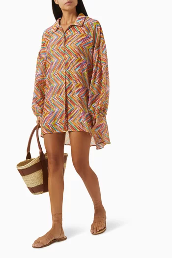 Oversized Chevron Shirt in Cotton-silk