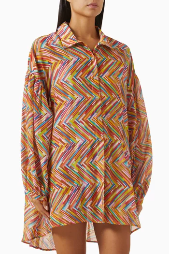 Oversized Chevron Shirt in Cotton-silk