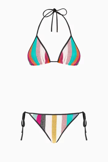 Striped Bikini Set in Lamé