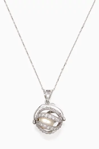 Orla Pearl Pendant Necklace in 18kt White Gold