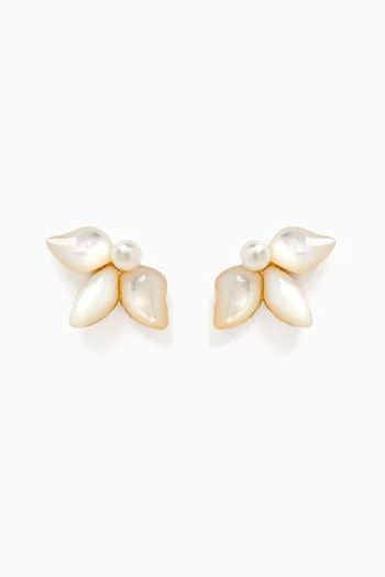 Katie Pearl Stud Earrings in 18kt Gold-plated Metal