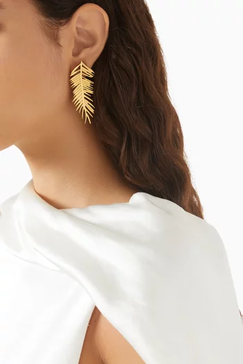 Palm Leaf Stud Earrings in Stainless Steel