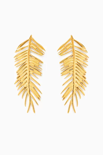 Palm Leaf Stud Earrings in Stainless Steel