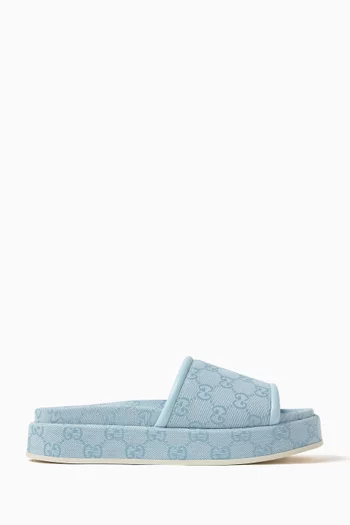 GG Platform Slide Sandals in Logo Canvas