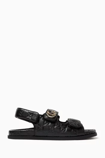 GG Embossed Sandals in Leather