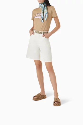 GG Platform Slide Sandals in Logo Canvas