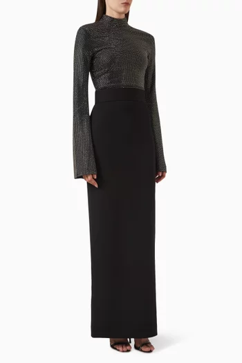 Lolo Gown in Crystal-embellished Crepe