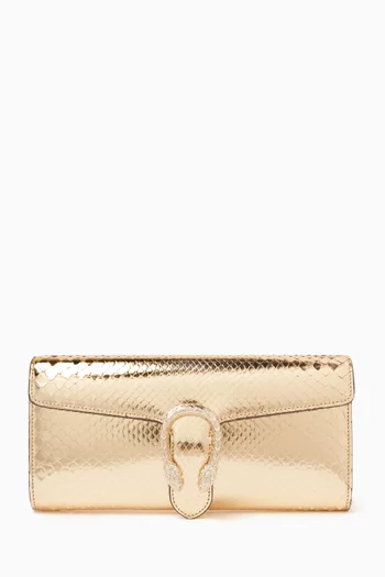 Dionysus Clutch in Metallic Python Leather