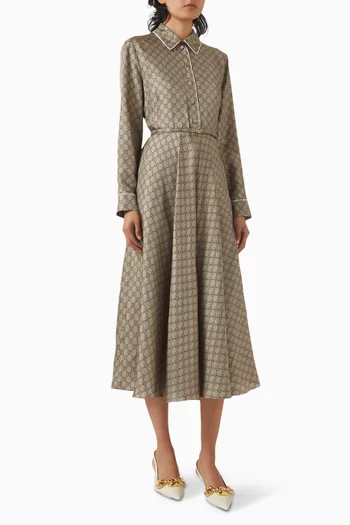 GG Belted Midi Shirt Dress