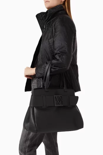 حقيبة كتف كبيرة بشعار ASV جلد صناعي