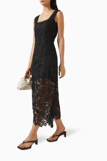 Kim Midi Dress in Guipure Lace