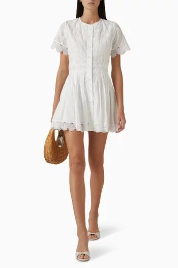 Margarita Embroidered Mini Dress in Cotton