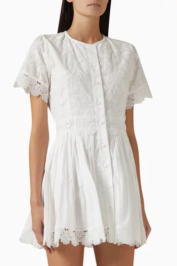 Margarita Embroidered Mini Dress in Cotton