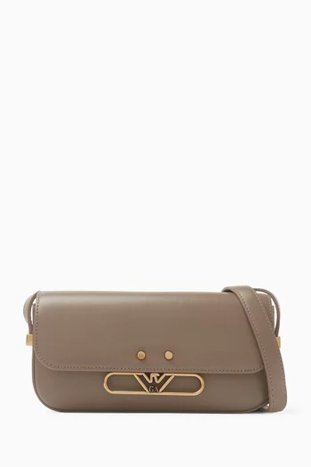 Eagle Logo Crossbody Phone Case in Leather