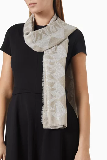 Check Logo Scarf in Cotton-blend