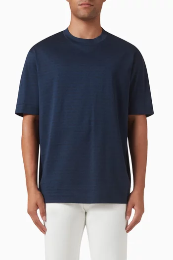 Micro EA Logo T-shirt in Cotton Jacquard