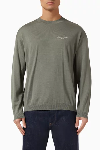 Logo Embroidered Sweater in Wool