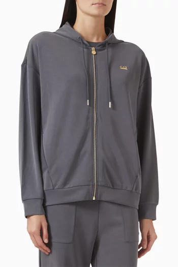 كنزة رياضية بغطاء رأس وشعار EA7