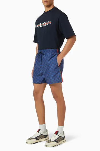 Printed Swim Shorts in Poplin Tech