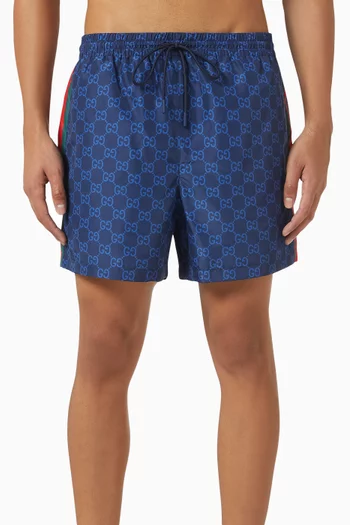 Printed Swim Shorts in Poplin Tech
