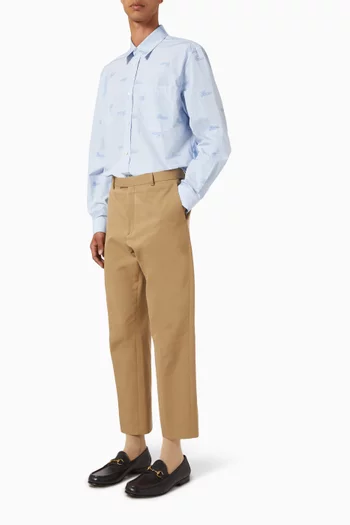 Logo Sport Shirt in Cotton Poplin