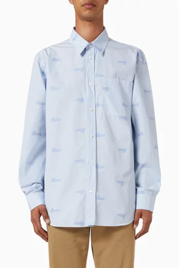 Logo Sport Shirt in Cotton Poplin