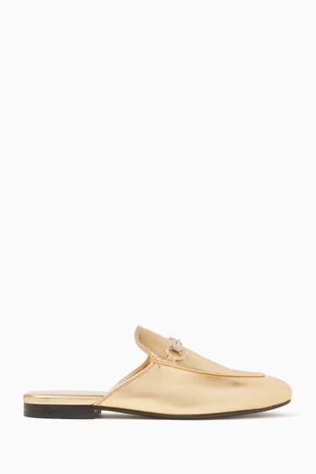 Crystal-embellished Mules in Metallic Leather