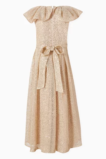 Ruffle Neckline Maxi Dress