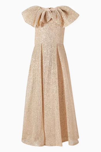 Ruffle Neckline Maxi Dress