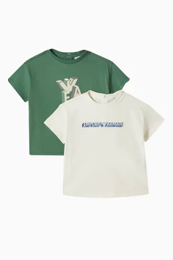 Graphic Logo T-shirt in Cotton, Pack of 2