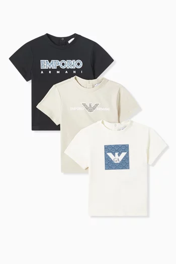 Logo T-shirts in Cotton, Set of 3