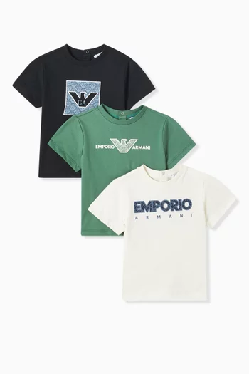 Logo T-shirts in Cotton, Set of 3