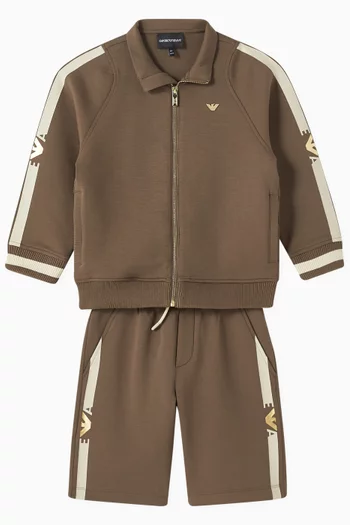 Logo-tape Zip-up Sweatshirt in Cotton-blend